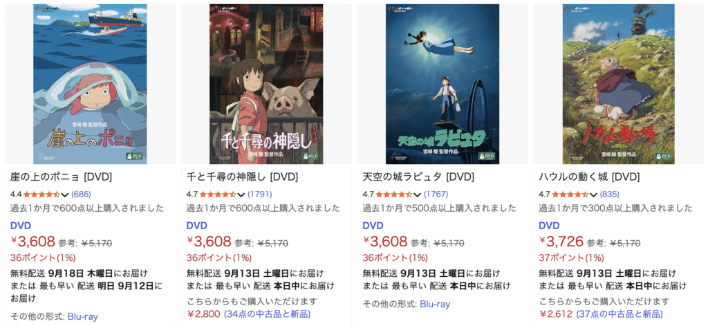 ジブリ作品の日本パッケージ